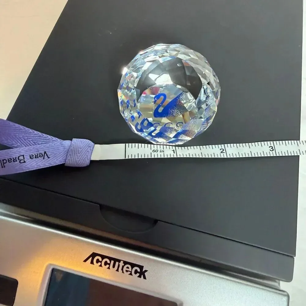 Swarovski SCS Crystal Paperweight Blue Swan Logo Faceted 2